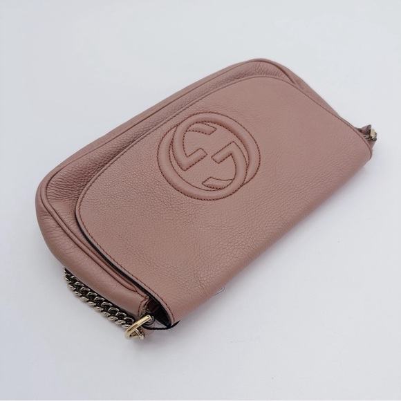 Gucci Soho Long Flap Shoulder Crossbody Dusty Rose Pink Bag Purse - Picture 16 of 16